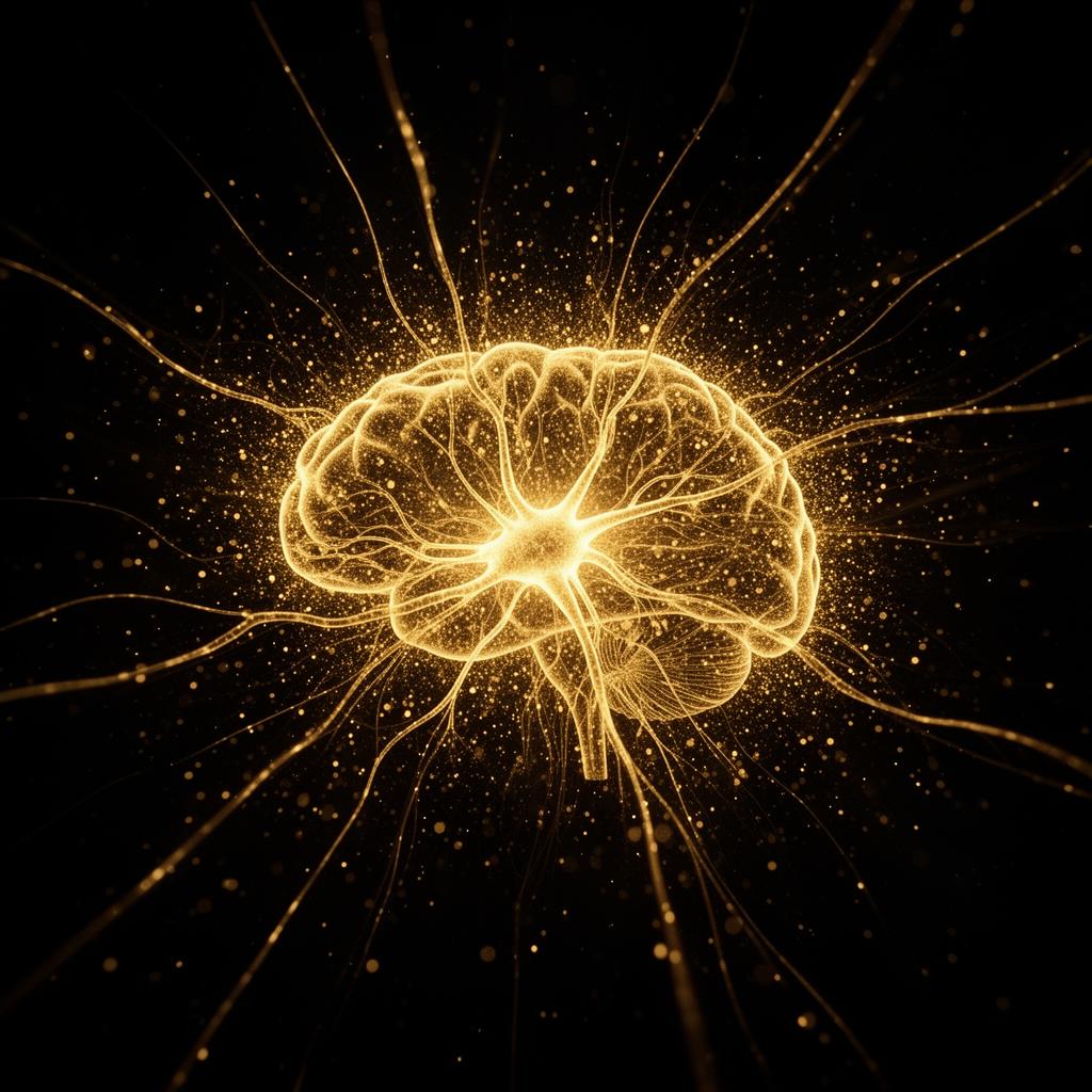 Golden neural explosion representing imagination